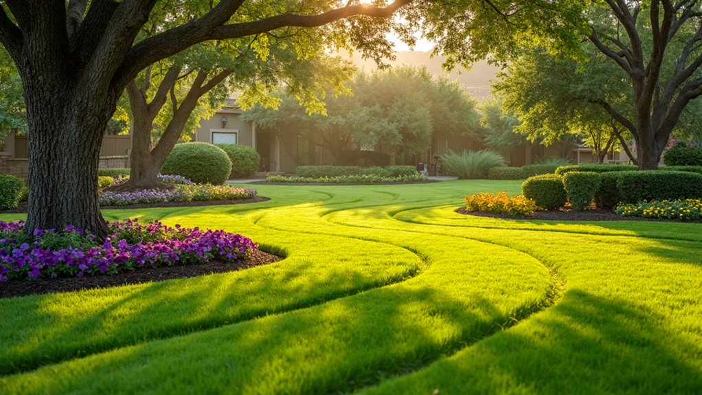 Lawn Mowing Around Trees, Flowers, and Landscaping Features