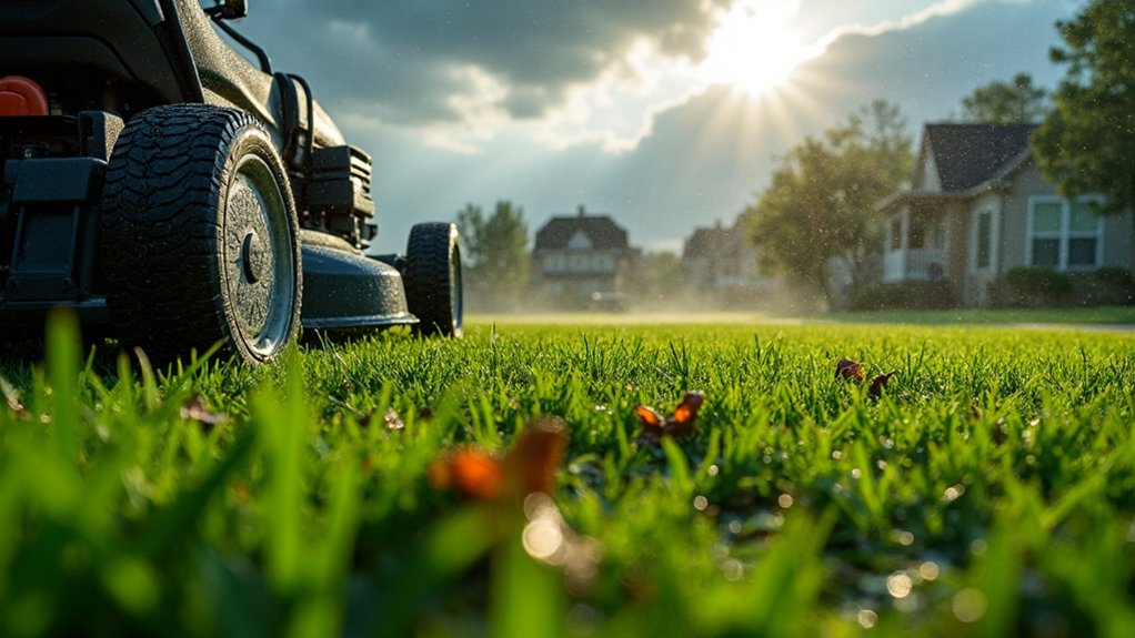 mowing lawns in wet weather
